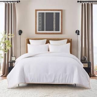 Framed 3-Piece Tan/White Microfiber King Comforter Set | The Home Depot