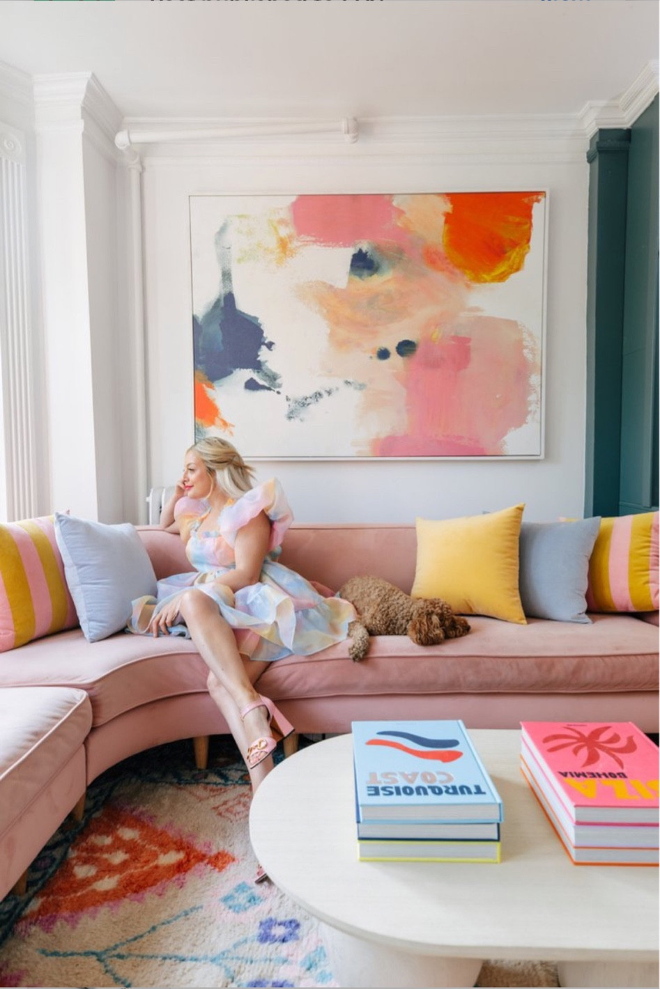 Feminine living room girly home decor pink sectional 

#LTKhome