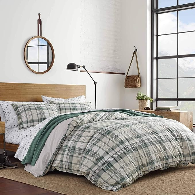 Eddie Bauer - Queen Duvet Cover Set, Cotton Reversible Bedding with Matching Shams, Plaid Bedding... | Amazon (US)