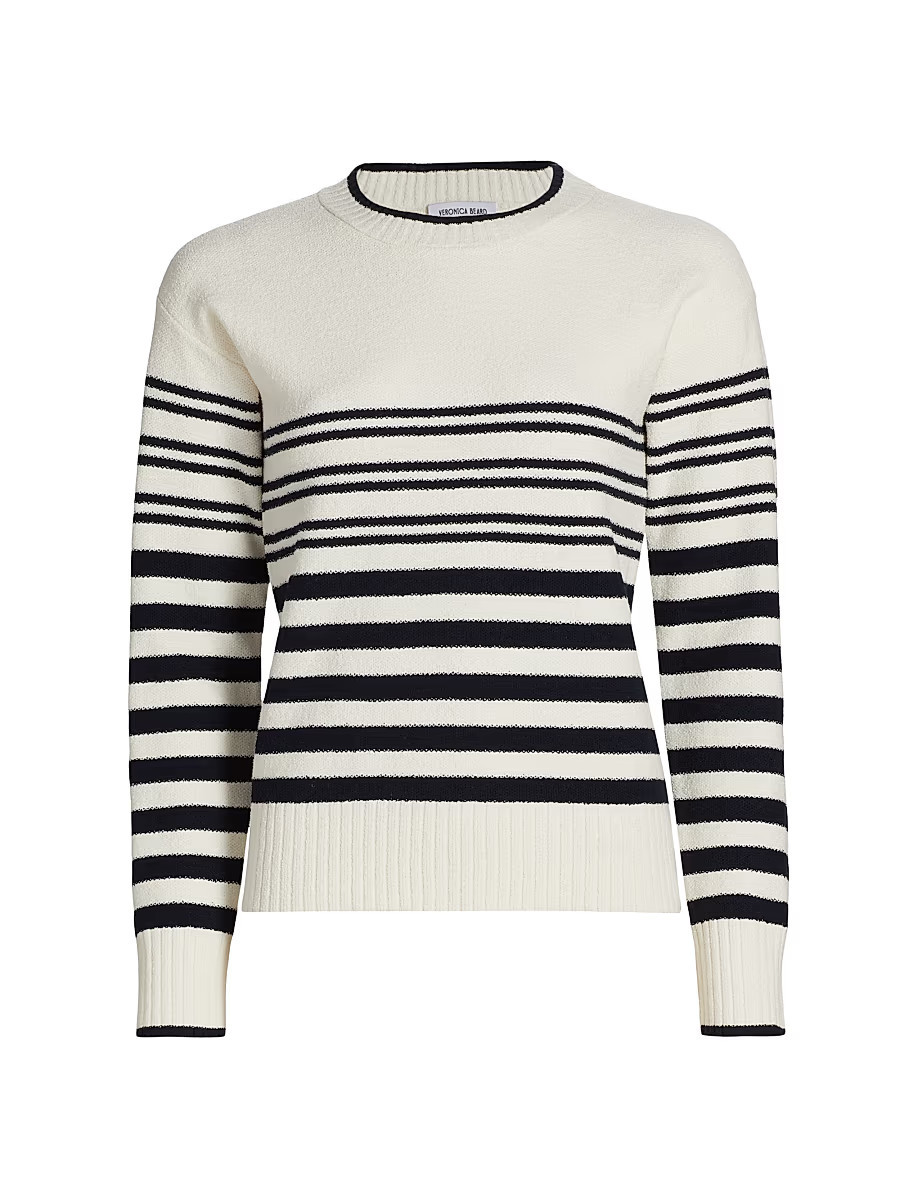 Women's Rielly Striped Crewneck Sweater - Off White Navy - Size XS | Saks Fifth Avenue