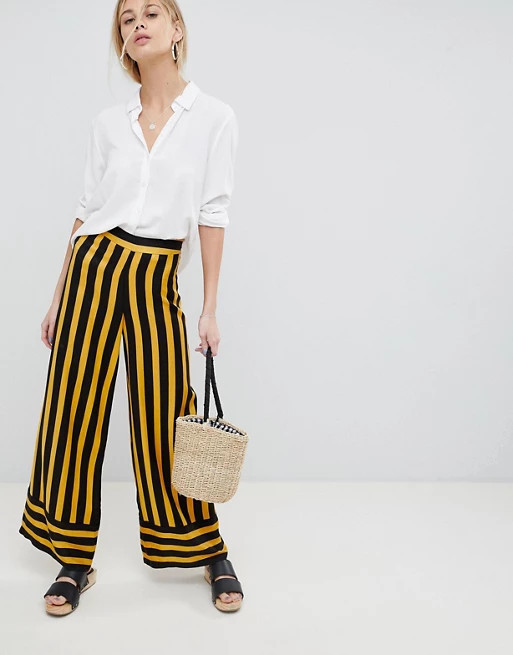 ASOS DESIGN tailored bumblebee stripe soft wide leg | ASOS US