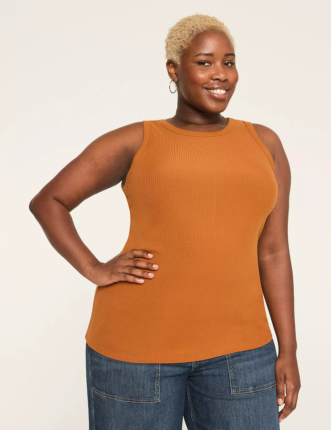 High-Neck Rib Tank | LaneBryant | Lane Bryant (US)