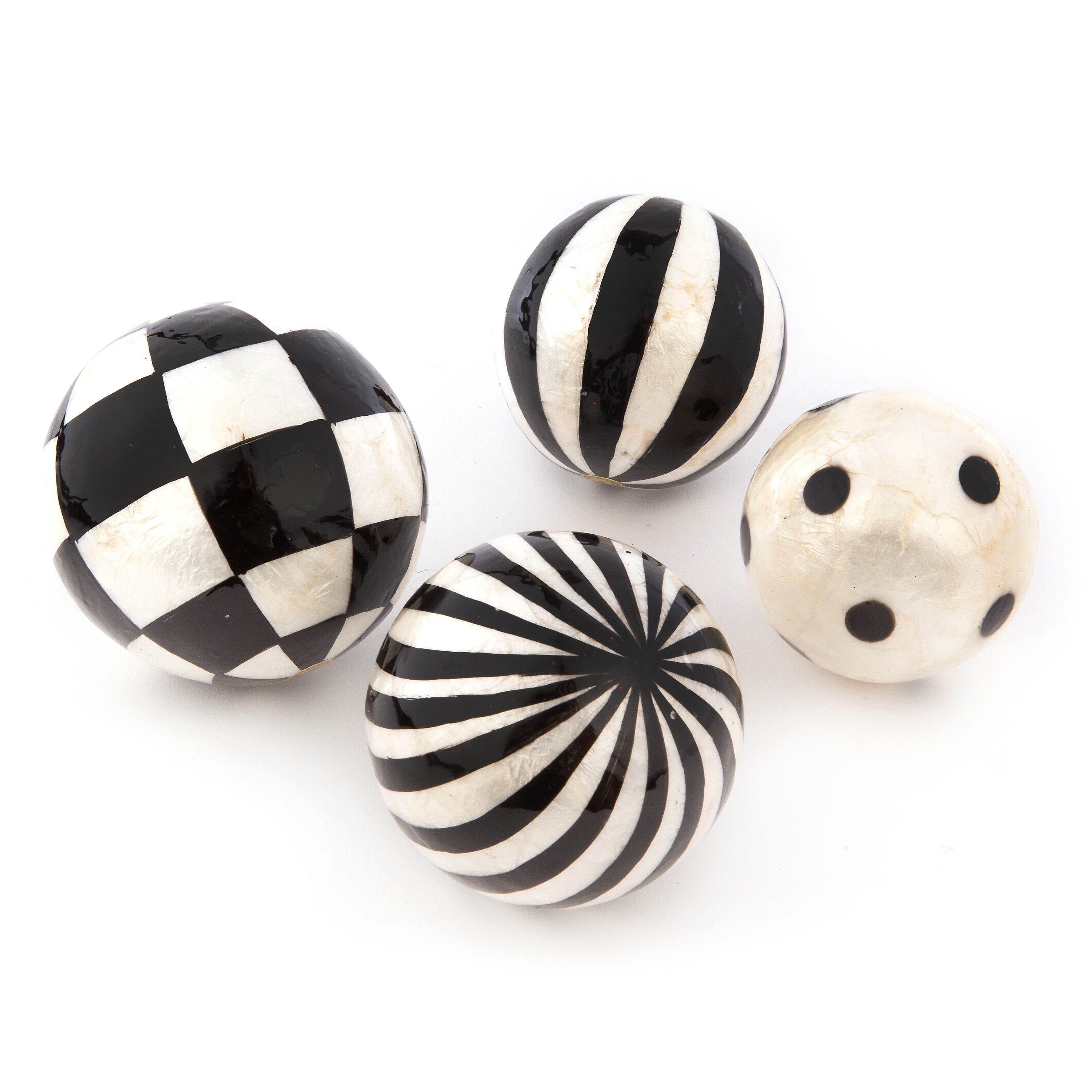 MacKenzie-Childs Capiz Balls in Black/White | MacKenzie-Childs