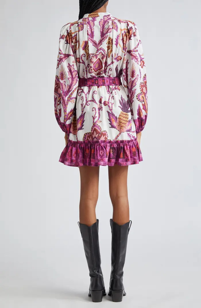 Sunset Tapestry Long Sleeve Belted Shirtdress | Nordstrom