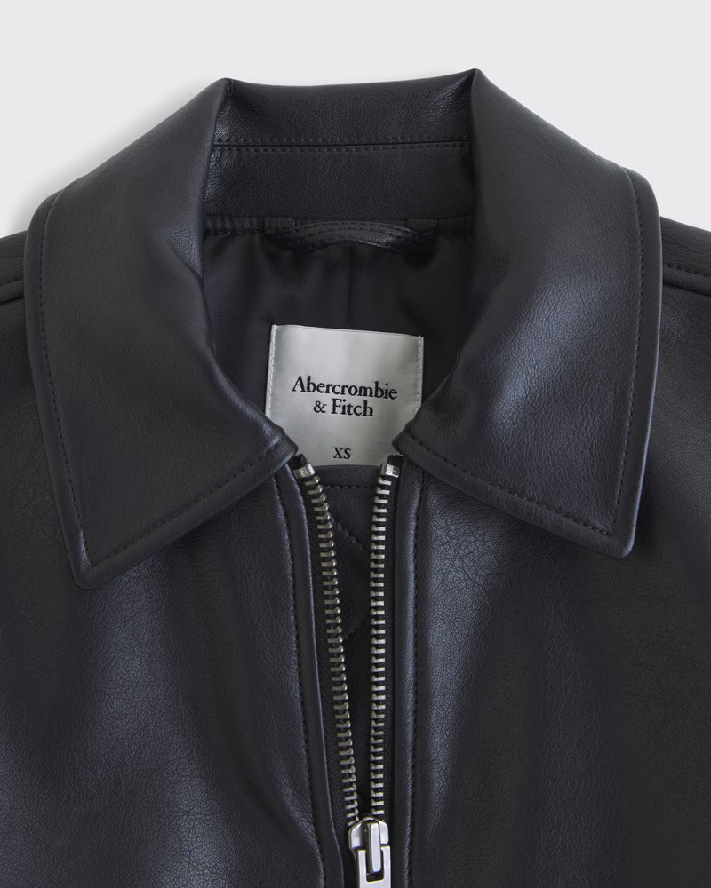 Vegan Leather Utility Bomber Jacket | Abercrombie & Fitch (US)