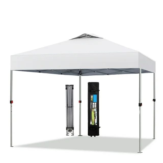 Summit Living 10x10ft Pop-up Canopy Tent Straight Legs Instant Canopy for Outside with Wheeled Ba... | Walmart (US)