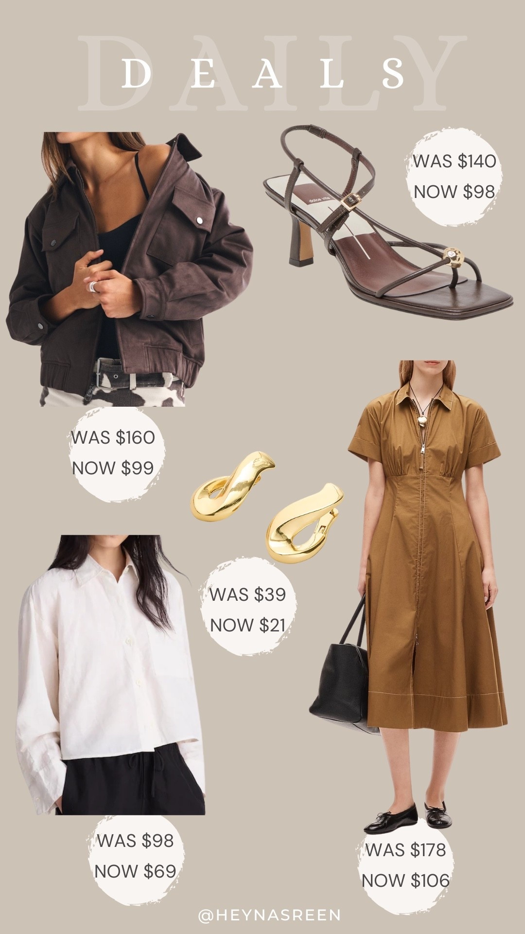 Daily deals on Abercrombie bomber jacket, Dolce Vita heels, J.Crew dress, J.Crew earrings, Madewell shirt