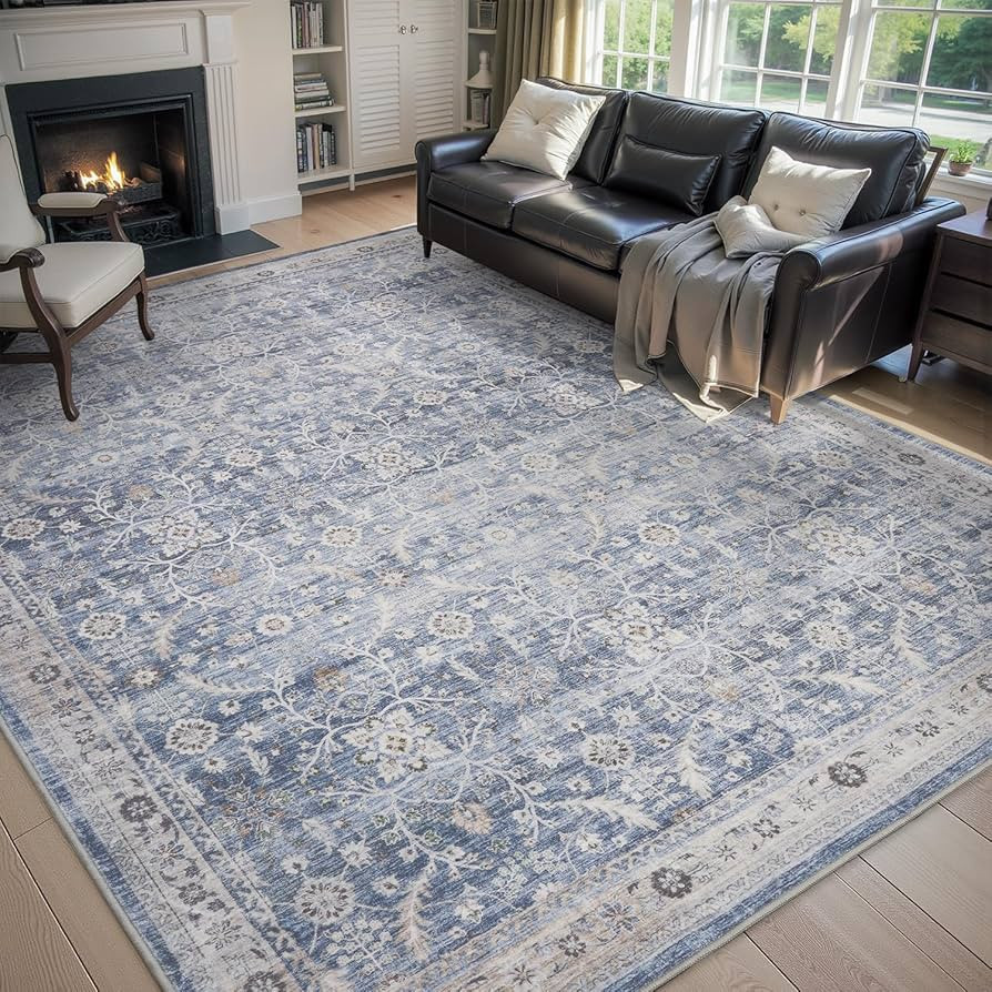 MontVoo-Vintage Area Rugs 8X10 Blue Rugs for Living Room-Soft Distressed Printed Rugs for Bedroom... | Amazon (US)