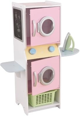 KidKraft Laundry Playset Children's Pretend Wooden Stacking Washer and Dryer Toy with Iron and Ba... | Amazon (US)
