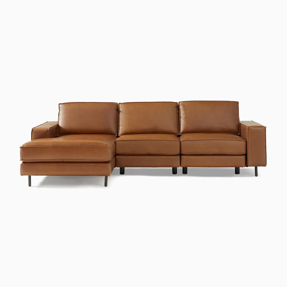 Axel Motion Leather 3-Piece Reclining Chaise Sectional (108&quot;) | West Elm (US)