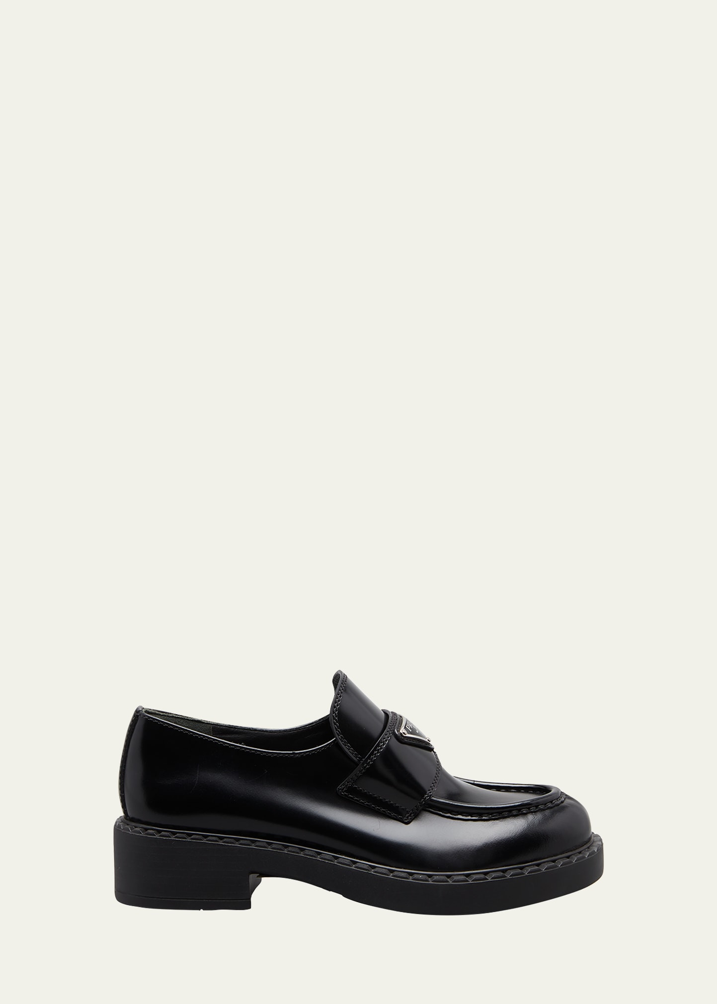 Leather Triangle Logo Loafers | Bergdorf Goodman