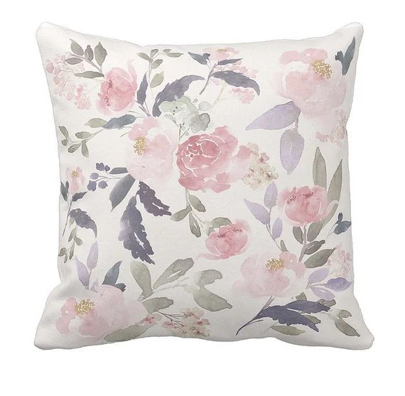 Pillow Cover Navy and Blush Winter Floral | Etsy (US)