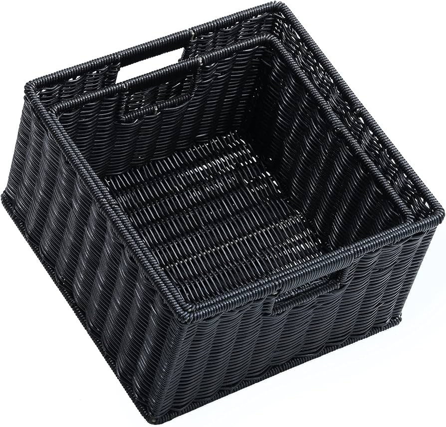 HOONEX Wicker Storage Baskets for Organizing, Decorative Woven Baskets for Storage with Carrying ... | Amazon (US)