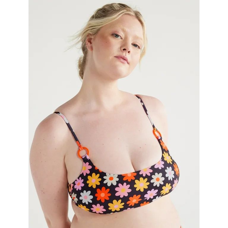 No Boundaries Juniors' Daisy Bralette O-Ring Bikini Top, Sizes XS-XXL | Walmart (US)