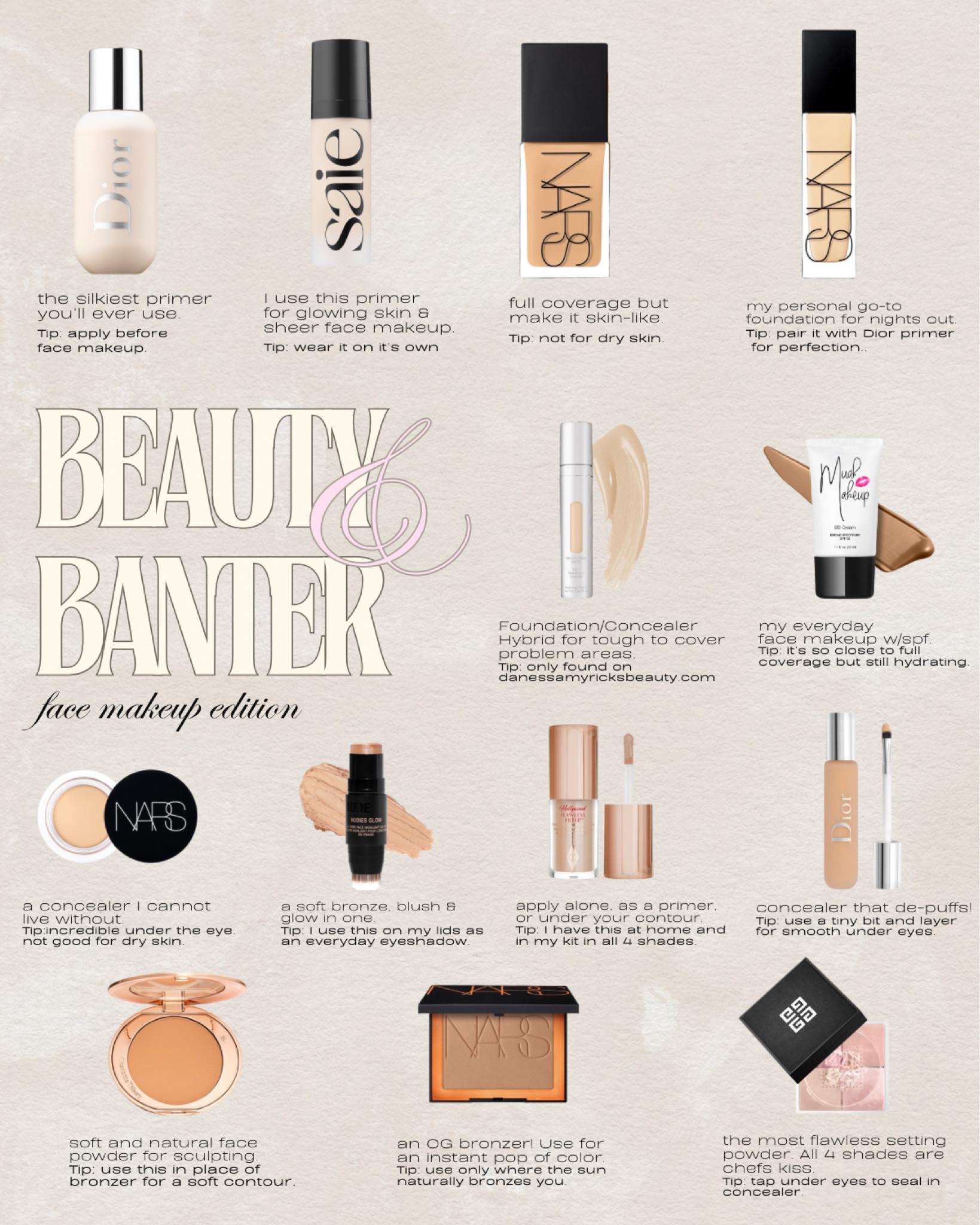Beauty & Banter: ✨FACE MAKEUP EDITION✨ ooo this was tough! I had to reel it in and include only top  13 of my most used face makeup in my professional kit & in my personal makeup bag 👛 

These products have become staples in my kit to be universal for all ages, skin types, & coverage. 

Muah Makeup BB CREAM can be found on www.muahmakeup.com 

Danessa Myricks Vision Cream Cover can be found on danessamyricksbeauty.com

I didn’t forget blush! That’s a whole category on its own 😉

DM me your unfiltered selfie for a color match! 🤍

#LTKStyleTip #LTKBeauty #LTKFindsUnder100