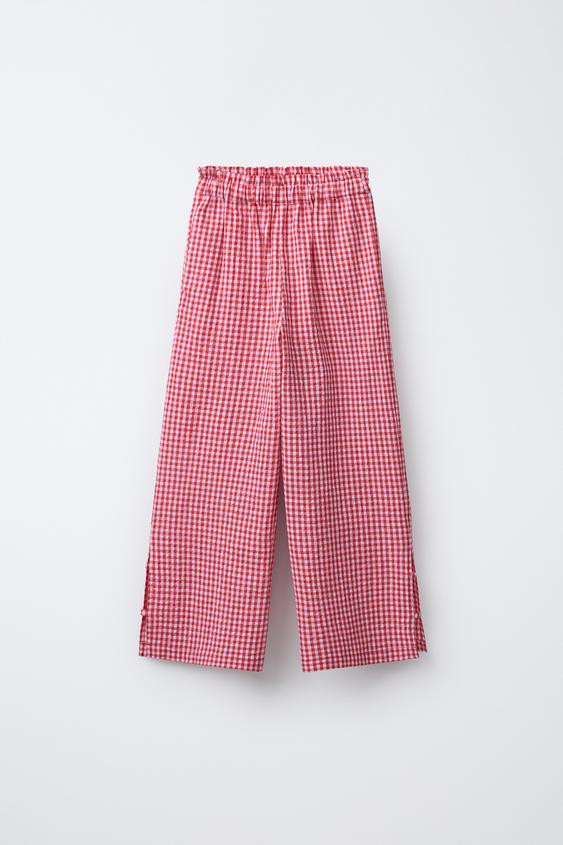 GINGHAM CHECK PANTS | Zara US