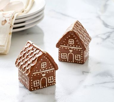 Gingerbread House Stoneware Salt & Pepper Shakers | Pottery Barn (US)