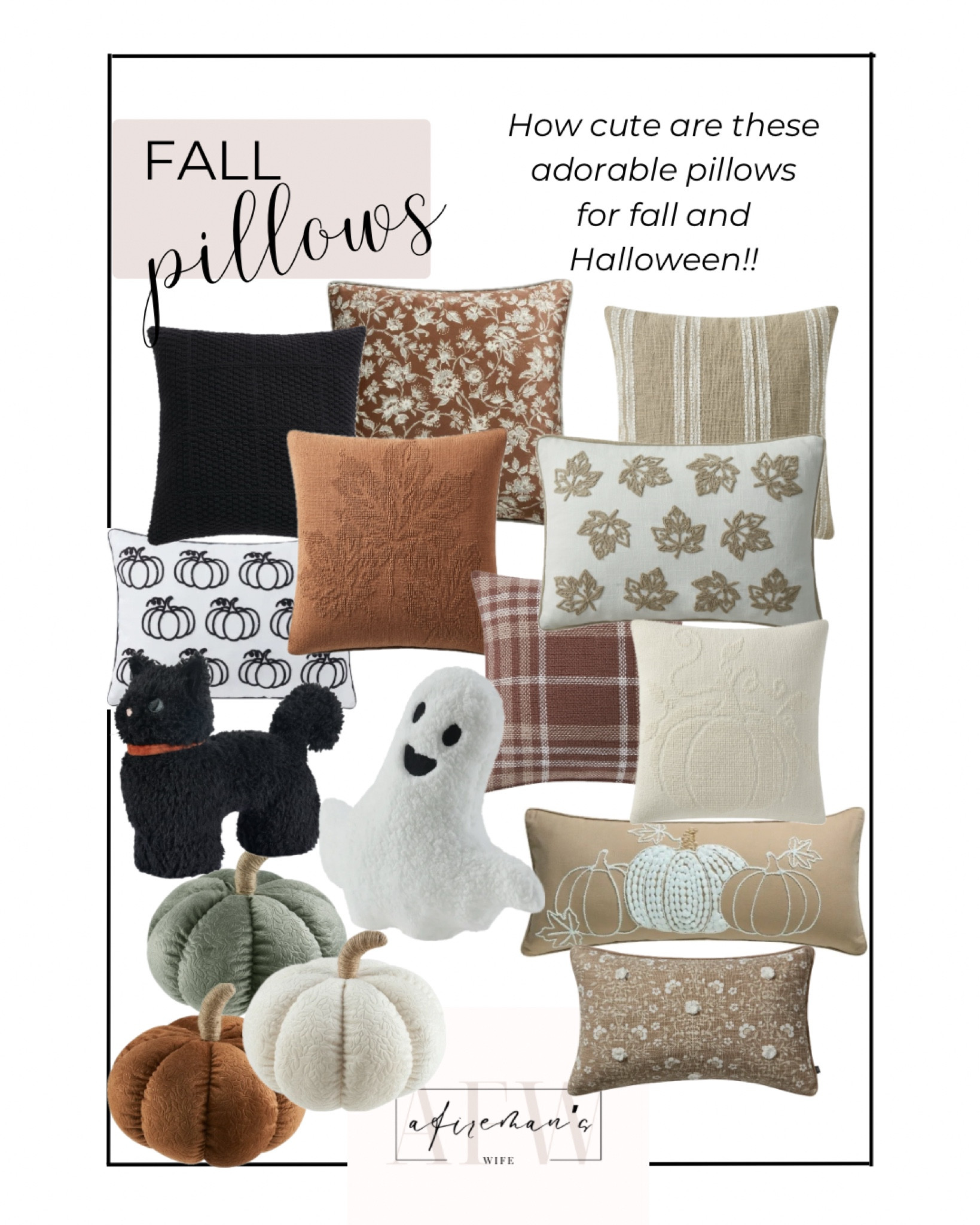 How cute are these adorable pillows for fall and Halloween!!  Grab them while they are still in stock!  A few of the pillows are covers and need an insert so I linked my favorite ones!

Fall pillows | pumpkin pillows | ghost pillow | black cat pillow | Halloween pillows 

#LTKSeasonal #LTKStyleTip #LTKHome
