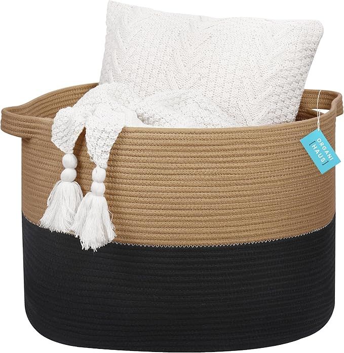 OrganiHaus XXX Large Cotton Rope Basket for Blankets Living Room 22x14 | Blanket Basket & Storage... | Amazon (US)