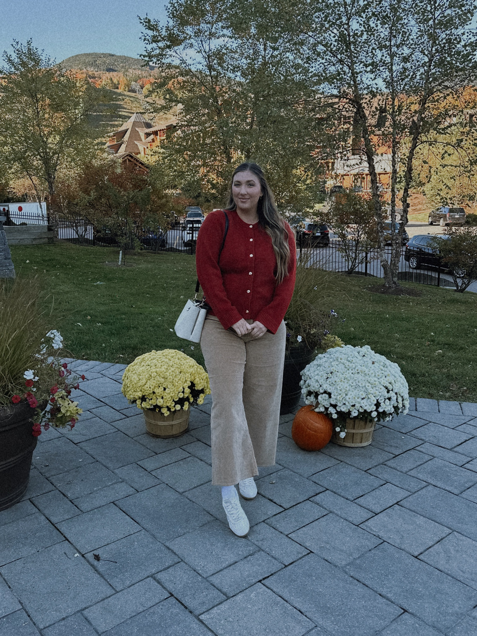 Fall outfit ideas 
Midsize mom style 
Tts 16 corduroy pants (have some stretch)! Reg length. 
Tts xl red cardigan 
Size 9 sneakers so if in between size down. Sooooo comfy & sustainably + responsibly made!! 


#LTKSeasonal #LTKStyleTip #LTKMidsize