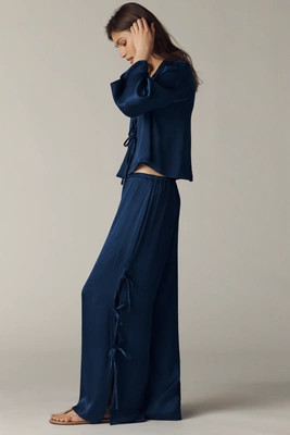 Maeve Silky Tie Wide-Leg Pants | Anthropologie (US)
