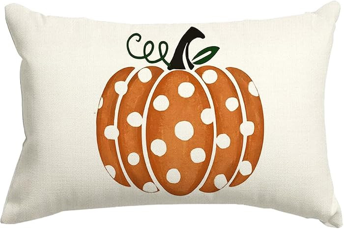 Fall Decor Pillow Covers - 12x20 Inch Polka Dot Pumpkin Decor Autumn Thanksgiving Lumbar Throw Pi... | Amazon (US)