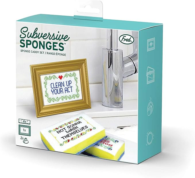 Genuine Fred Subversive Sponges, Includes 4 Unique Embroidered, Muticolored | Amazon (US)