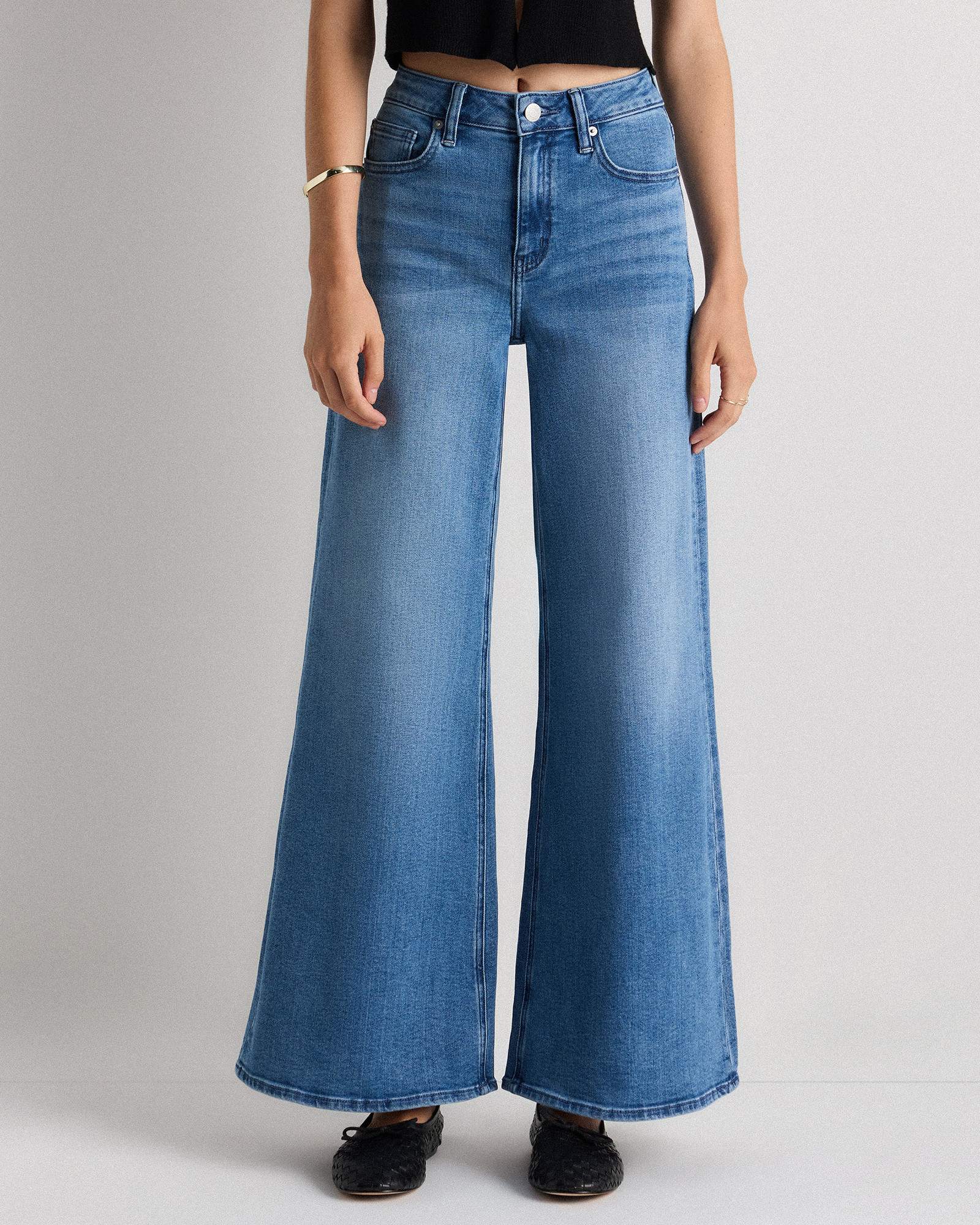 Quince | Women's Bella Stretch Palazzo Jeans in Seaside Blue, Size 30, Organic Cotton | Quince