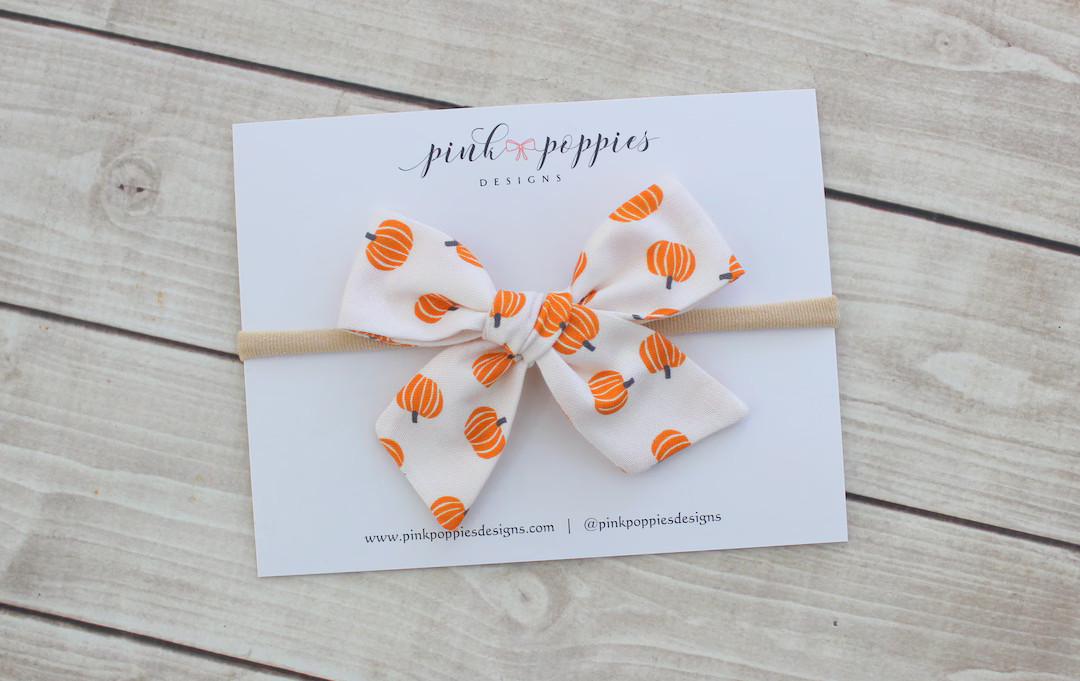 Classic Pumpkin Headband, Halloween Hair Bow, Pumpkin Baby Headband, Pumpkin Hair Bow, Halloween ... | Etsy (US)