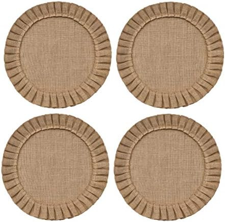 Rustic Farmhouse Burlap Round Placemats Set of 4, Size in 15 Inches Diameter | Amazon (US)