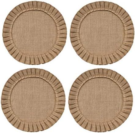 Rustic Farmhouse Burlap Round Placemats Set of 4, Size in 15 Inches Diameter | Amazon (US)