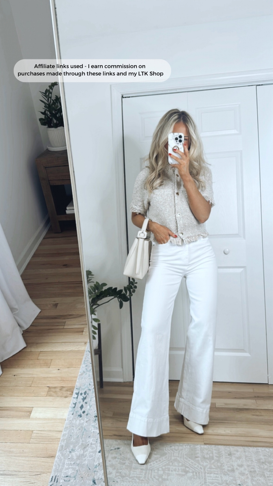 White wide leg jeans outfit for spring 