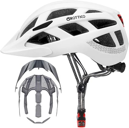 Adult-Men-Women Bike Helmet with Light - Mountain Road Bicycle Helmet with Replacement Pads & Det... | Amazon (US)