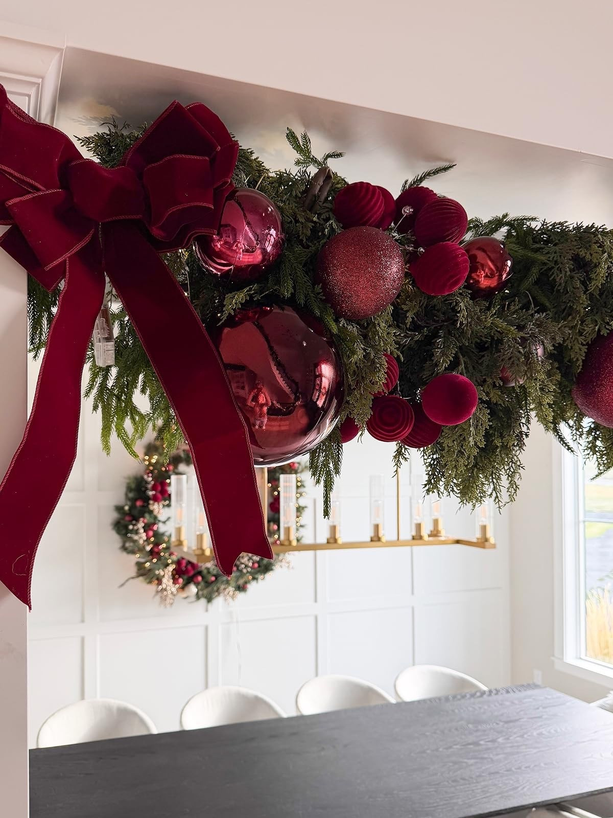 This year's holiday entryway, I love this fluffy garland and all of the burgundy accents! 

Holiday, holiday home, holiday home decor, holiday decor, Christmas, Christmas decor, garland, ribbon, bow, ornaments, burgundy, Christmas home

#LTKHoliday #LTKSeasonal #LTKHome