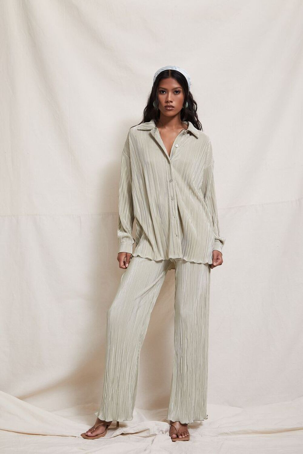 Plisse Lettuce-Edge Shirt & Pants Set | Forever 21 (US)