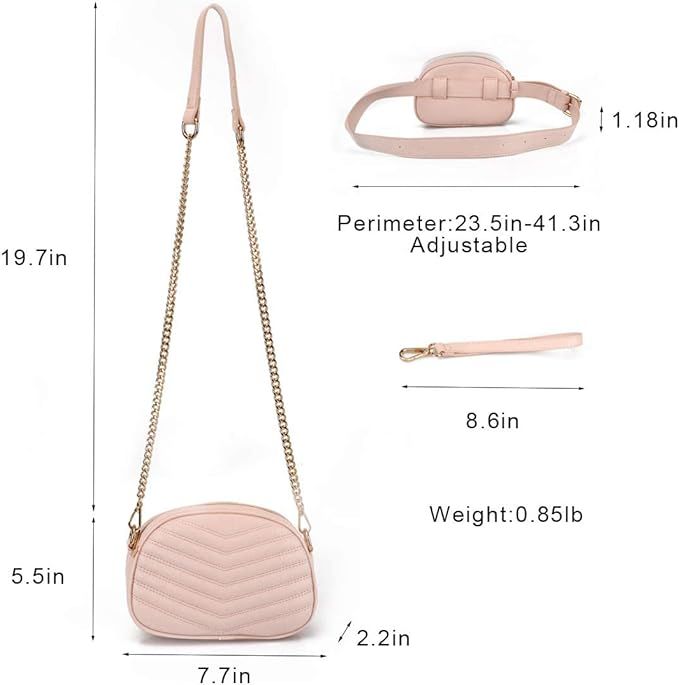 3 in 1 Fashion Fanny Packs for Women Pink Waist Bag Stylish Crossbody Purse Ladies Belt Bag Small | Amazon (US)