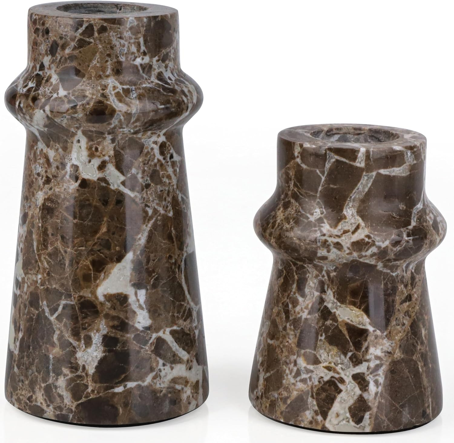 Vixdonos Marble Candle Holder Set of 2 Taper Candle Candlestick Mantle Candle Stand for Home Decor,Wedding,Party and Table Centerpieces(Brown) | Amazon (US)