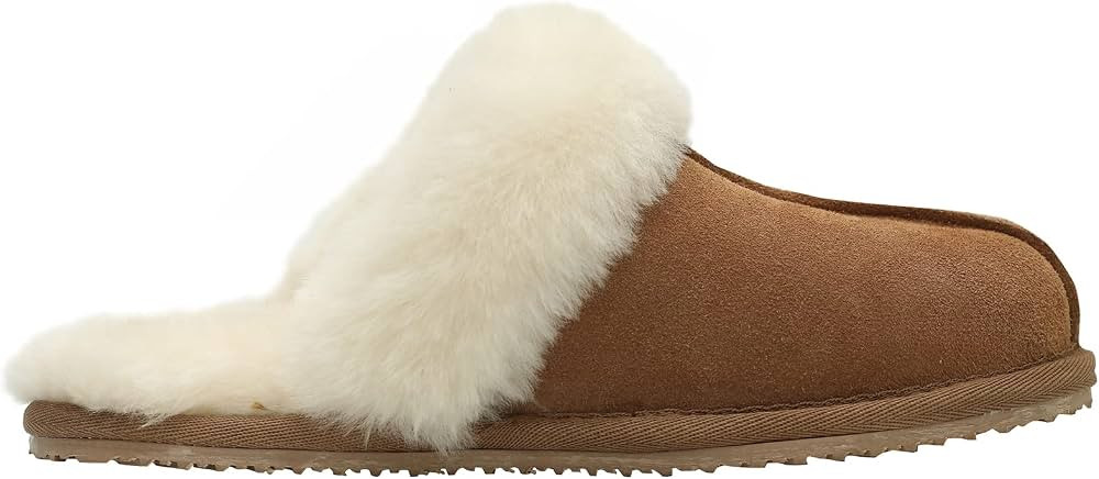 Homeey Genuine Women Sheepskin Slippers Real Wool Shearling Winter Warm Flurry Indoor Outdoor Home S | Amazon (US)