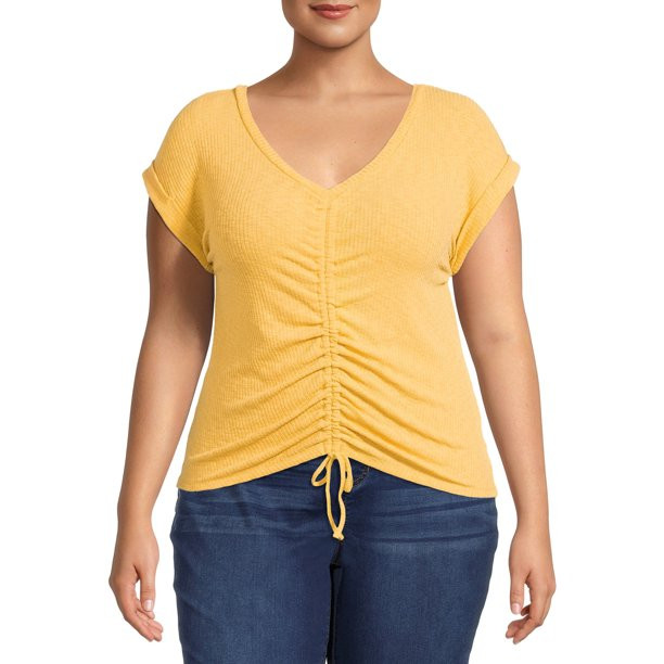 No Boundaries Juniors' Plus Size Ruched Front Top | Walmart (US)