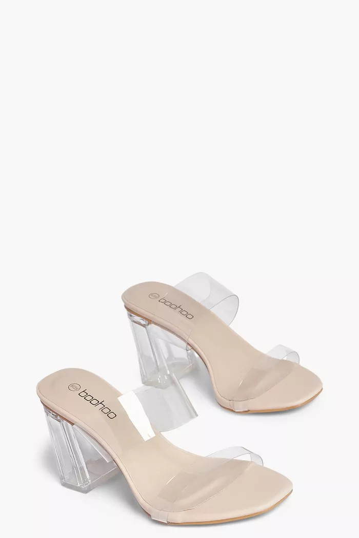 Wide Fit Clear Heel Mules | Boohoo.com (UK & IE)