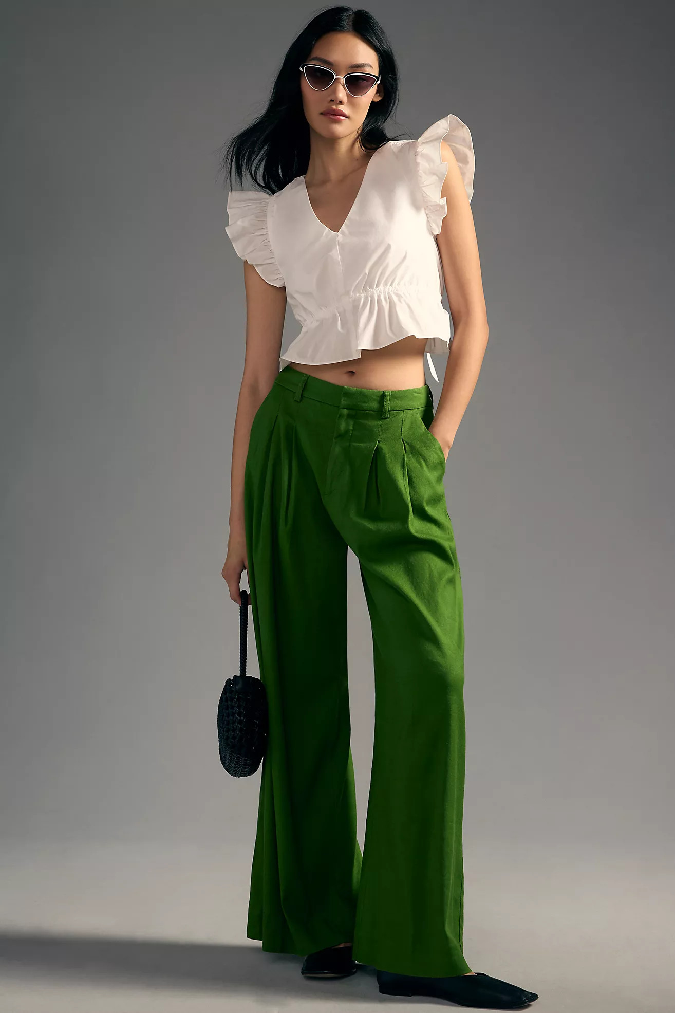 The Avery Pleated Wide-Leg Linen Trousers | Anthropologie (US)