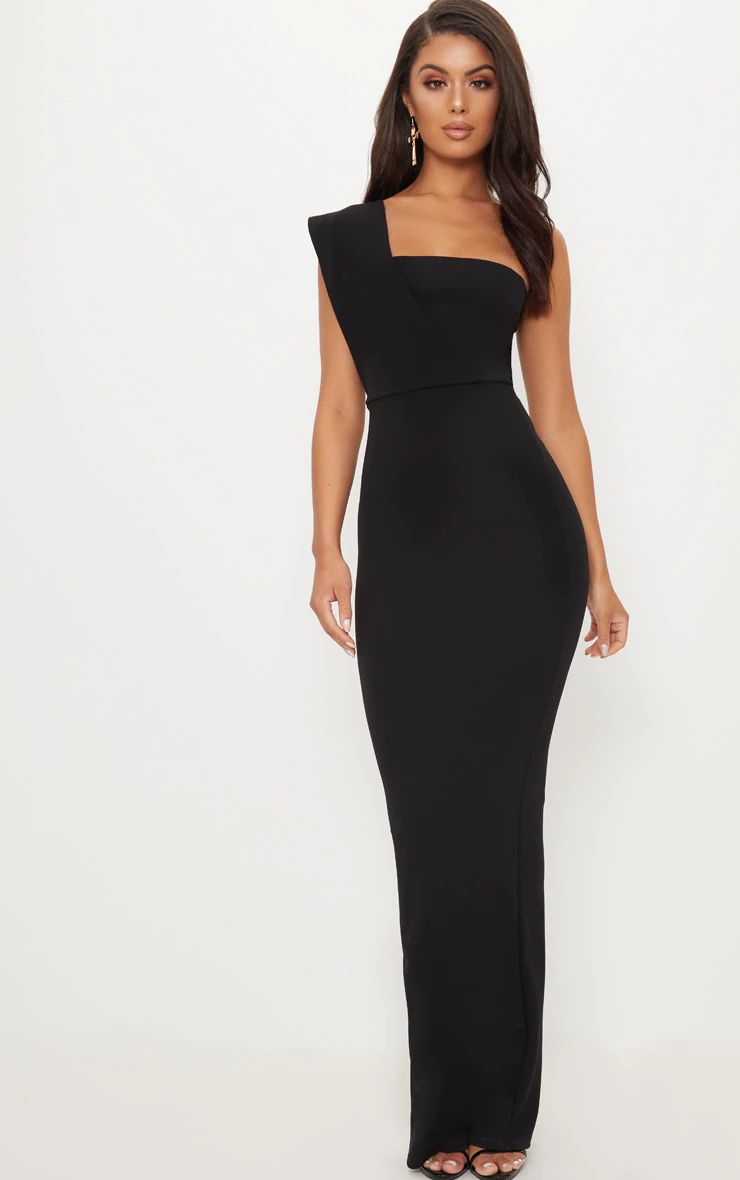 Black One Shoulder Maxi Dress | PrettyLittleThing US