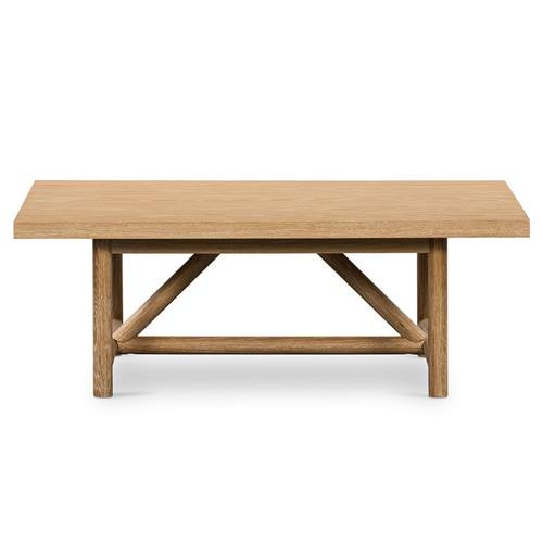 Mira Rustic Lodge Brown Oak Wood Rectangular Coffee Table | Kathy Kuo Home