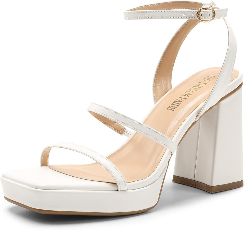 DREAM PAIRS Women's Platform Strappy Heels Open Toe Ankle Strap Square Party Sandals Y2K Dress Sh... | Amazon (US)