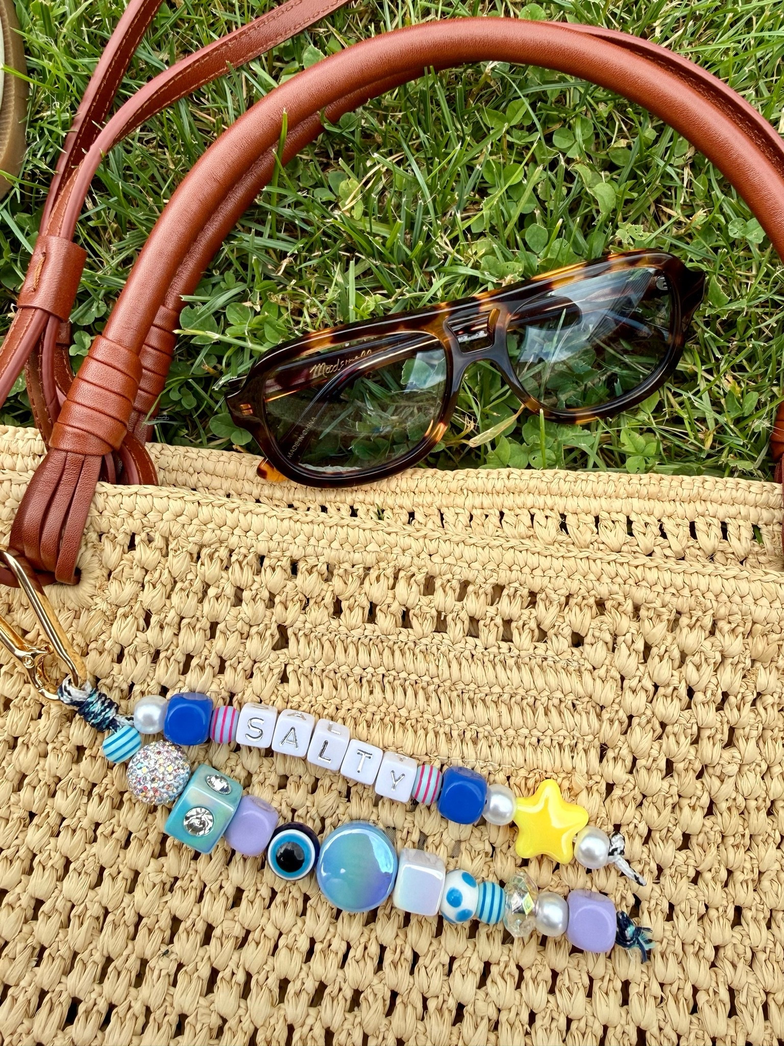 Aviator sunglasses, bag charm, bag charm kit, craft kit, basket bag, summer accessories, summer craft

#LTKSeasonal