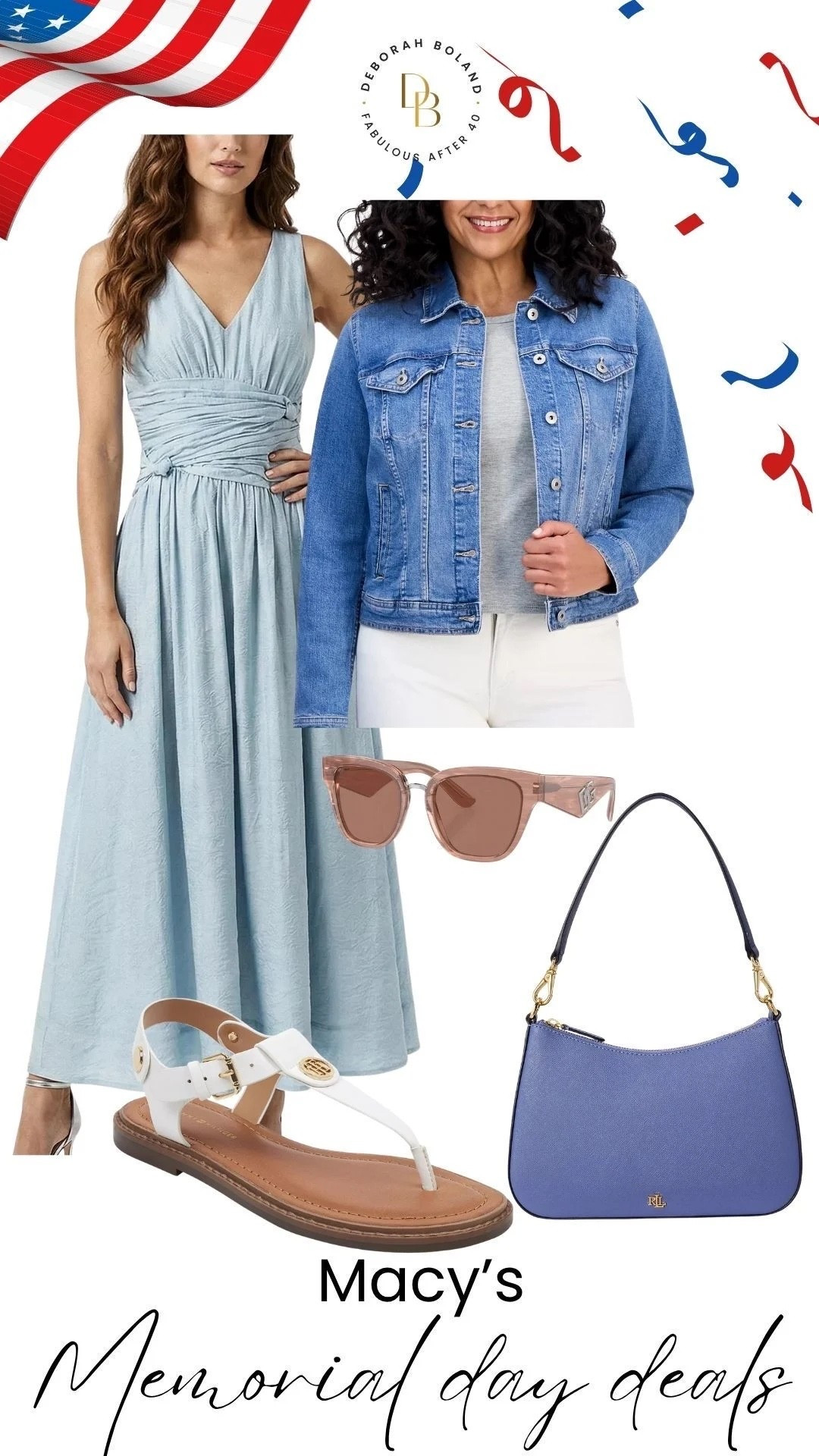 Memorial Day sales + easy summer style = my kind of weekend 💙 I’m loving this soft blue dress paired with a denim jacket and simple accessories for a look that feels effortless but still polished. So many good Macy’s finds right now ✨

#LTKSaleAlert #LTKOver40 #LTKSeasonal