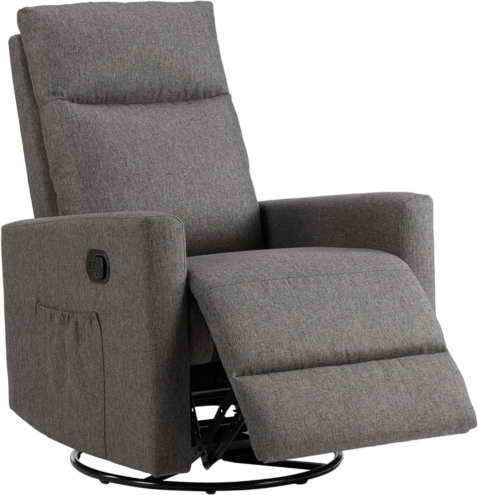 Sweetcrispy Swivel Rocking, Glider Rocker Recliner, Nursery Chair with Extra Large Footrest for L... | Amazon (US)