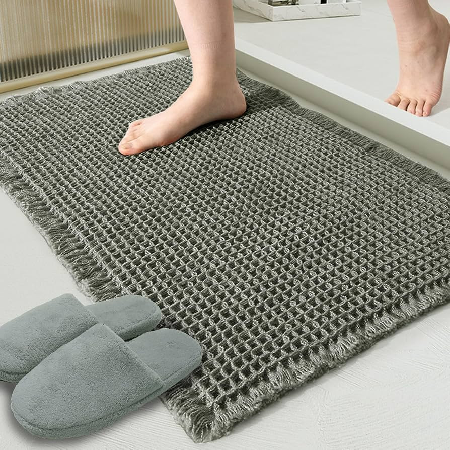 ZALL Waffle Bath Mat,Super Absorbent Non Slip Bathroom Rug,Dark Green 18x30inch,Machine Washable ... | Amazon (US)