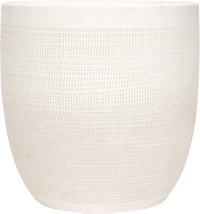 Creative Co-Op Large Matte White Embossed Stoneware Planter | Amazon (US)