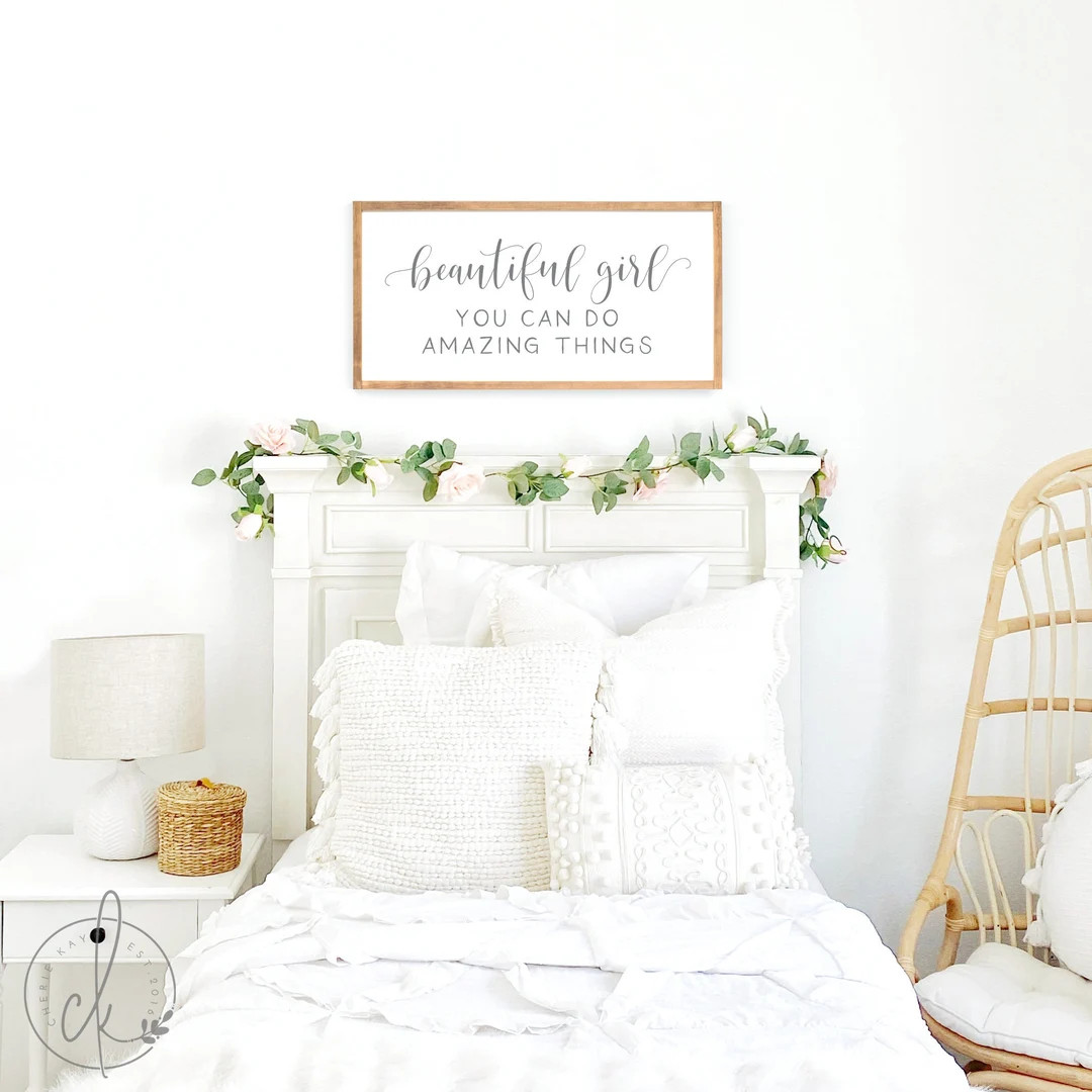 Girl's Bedroom Sign Beautiful Girl You Can Do Amazing Things Sign Girls Bedroom Decor Wall Decor ... | Etsy (US)